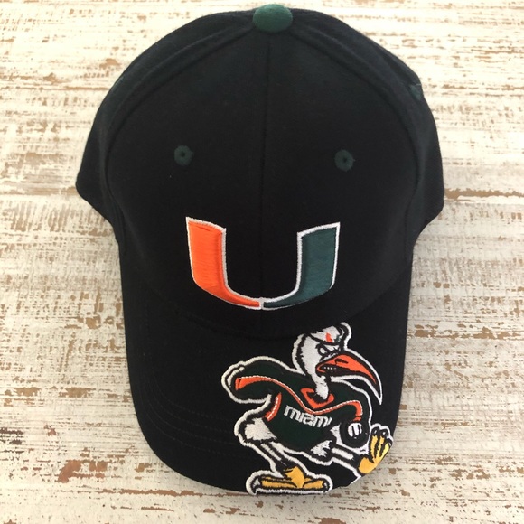 black miami hurricanes fitted hat